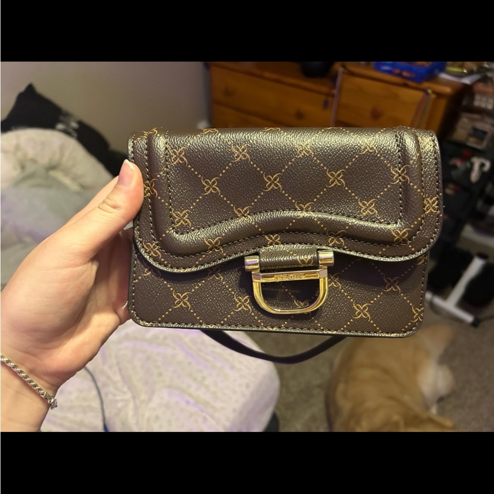 Brown Patterned Crossbody Bag